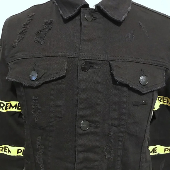 Preme NWOT Black Wash Jean Jacket Men M - Picture 3 of 16